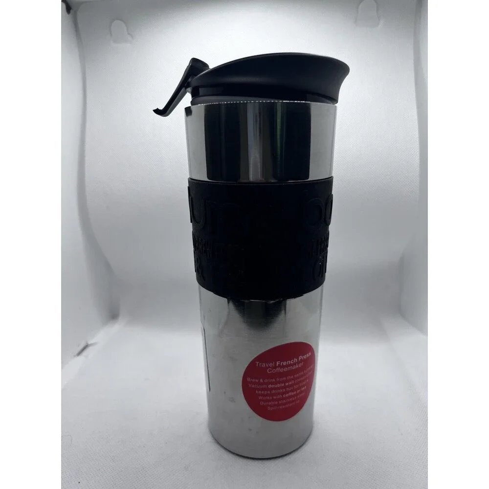 Bodum Travel Press Stainless Steel Coffee Tea French Press & Mug 15oz Black New